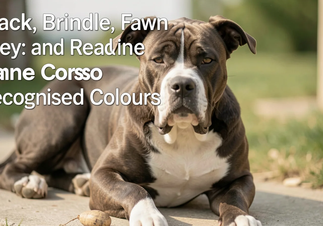 Adult Cane Corso type dog with a short dark brindle coat standing in profile